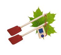 HOFMEISTER® Lot de 2 tapettes à mouches en érable et cuir - Rouge stable - 46 cm