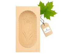 HOFMEISTER® Moule à beurre en bois, 250 g, 19 cm, motif Edelweiss, fabriqué à la main en Allemagne, moule décoratif carré en érable local, idéal pour façonner le beurre
