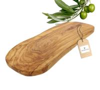 HOFMEISTER® Planche à découper en bois d'olivier, robuste planche à découper, planche à servir et petit-déjeuner, forme naturelle, 40 x 18,5 x 1,5 cm (1 pièce)