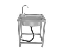 HOFMSX Évier de Camping autoportant à cuve Unique, évier Utilitaire de buanderie, cuve en Acier Inoxydable avec égouttoir et Robinet pour Garage extérieur, Restaurant Commercial, Cuisine.
