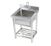 HOFMSX Évier de Cuisine de Camping indépendant en Acier Inoxydable avec Robinet et Tuyau de Drainage, adapté aux installations publiques de Cuisine, Garage extérieur, buanderie, lavabo de