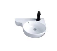 HOFMSX Évier de Cuisine Utilitaire Vasque de Salle de Bain à Montage Mural d'angle en céramique Blanche avec égouttoir et Robinet en Porcelaine Pure, Aspect Classique, Gain de Place