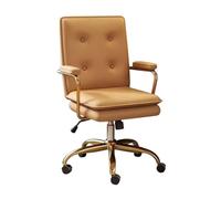 HOFMSX Fauteuil de Bureau exécutif en Cuir à Dossier Haut avec accoudoirs, Bureau Ergonomique inclinable pour la Maison et Les études, roulettes de Jeu élégantes (Pieds Orange et dorés)