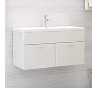 HOFMSX Meuble sous-Vasque Blanc Brillant 90 x 38,5 x 46 cm en Bois Composite, Meuble sous-Vasque, Meuble de Rangement pour Vasque, Ensemble de Meubles