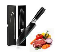 hoforife Couteau Santoku 20 cm, Couteau de Chef Japonais Forgé à la Main en Acier Carbone avec Manche en Bois Ergonomique, Boîte Cadeau