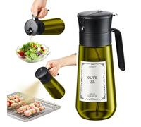 hoforife Flacon pulvérisateur d'huile d'olive en verre de 550 ml, distributeur d'huile d'olive 2 en 1 pour la cuisine, gadgets de cuisine pour friteuse à air (blocage de la lumière)
