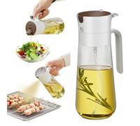 hoforife Flacons distributeurs d'huile d’olive 2 en 1, en verre, 550 ml, pour huile alimentaire, cuisson, friteuse à air chaud, blancs
