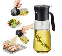hoforife Flacons distributeurs d'huile d’olive 2 en 1, en verre, 550 ml, pour huile alimentaire, cuisson, friteuse à air chaud, noirs