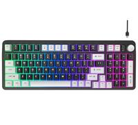 Hofotek Clavier de jeu filaire à 96 %, membrane crémeuse silencieuse avec pavé numérique et bouton de volume, clavier USB lumineux pour ordinateur de bureau, jeux de bureau