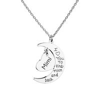 HOFOYA Collier avec chaîne en acier inoxydable « I Love You to The Moon and Back » - Cadeau pour maman, tante, sœur, grand-mère, adolescente, fille, anniversaire, Noël, Saint-Valentin pour femmes et