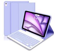 Hofsos Étui avec clavier pour iPad Air 11 pouces 2024, espagnol Ñ Clavier pour tablette iPad Air 11 pouces M2, clavier Bluetooth magnétique amovible pour Air 6.Gen 11"/Air 5/4.Gen 10,9", violet