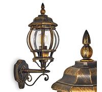 hofstein Applique murale extérieure Lentua au look vintage, en aluminium moulé brun/or pour une ampoule E27, IP44