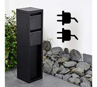 hofstein Colonne de prises d'extérieur Amersroort, bloc design de 2 prises en métal noir résistant aux intempéries, puissance max. 3600 Watt, parfait pour brancher des lampes de jardin, IP54