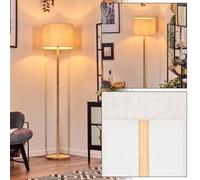 HOFSTEIN Lampadaire Bassagoda avec base en bois et abat-jour en tissu E27 Design scandinave Bohème H 165 cm Ø 40 cm interrupteur au pied pour salon, chambre à coucher, salle à manger