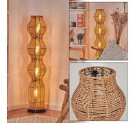hofstein Lampadaire Cardeira, au design scandinave, style bohème avec abat-jour en rotin naturel et effet lumineux, E27, hauteur 111 cm, interrupteur à pied - salon, chambre à coucher, salle à manger