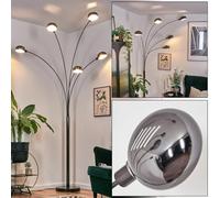 hofstein Lampadaire Nikkala, lampadaire en métal noir/chrome/gris fumé/blanc avec pied en marbre, lampe réglable au design vintage, interrupteur sur le boîtier, E14, salon, chambre à coucher, bureau