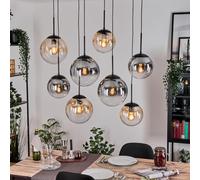 HOFSTEIN Lampe à suspension Gastor, à suspension à 8 ampoules en métal/verre noir/gris fumé/ambre/transparent, à suspension au design rétro/vintage (abat-jour Ø 20 ; 25 cm), E27, salle à manger, salon
