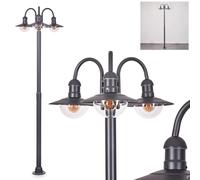 HOFSTEIN Lampe d'allée extérieure Elima, en métal/verre laiteux en anthracite/clair, candélabre à 3 flammes en look antique, hauteur 200 cm, éclairage de jardin IP44, 3 x E27, sans ampoule