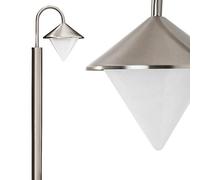 hofstein Lampe d'extérieur Kasan, lampadaire en acier inoxydable design moderne en nickel mat, avec abat-jour en plastique, lampe d'allée 100 cm, lampe de jardin avec douille E27, IP44, sans ampoules