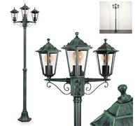 HOFSTEIN Luminaire d'extérieur Loria, lampadaire en métal/verre en noir/vert/transparent, candélabre à 3 ampoules au look antique, hauteur max. 200 cm, éclairage de jardin IP44, 3 x E27, sans ampoule