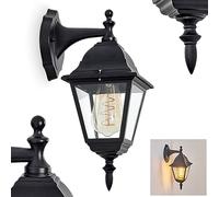 HOFSTEIN Naofen Applique murale d'extérieur en métal et verre noir transparent style maison de campagne classique pour terrasse, E27, sans ampoule, IP44