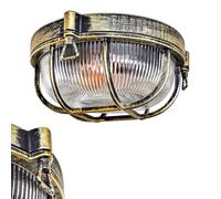 hofstein plafonnier d'extérieur Godel, d'extérieur en métal/verre strié noir/doré/transparent, d'extérieur au design industriel/vintage pour l'entrée, le balcon, la terrasse, E27, IP44