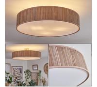 hofstein Plafonnier Foggia de, de plafond en métal/roseau/plastique en nickel mat/marron/blanc, lampe ronde au design bohème moderne (Ø 60 cm), E27, salle à manger, salon, chambre à coucher, cuisine