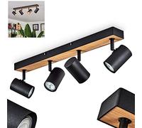 HOFSTEIN Plafonnier Javel, plafonnier moderne en métal/MDF noir/brun/imitation bois, luminaire moderne avec spots orientables, 4 flammes, 4 x GU10, sans ampoules