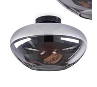 hofstein Plafonnier Mertola, plafonnier en métal/verre noir/chrome/fumé/clair, luminaire au design rétro/vintage moderne avec abat-jour en verre (Ø 35 cm), 1 x E27, sans ampoule