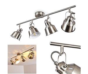 hofstein Plafonnier Safari en métal finitions chrome brossé, luminaire de plafond à 4 spots orientables pour ampoules E14, ampoule(s) non incluse(s)
