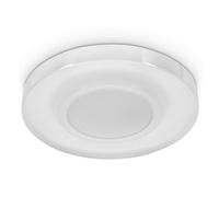 hofstein Spot LED encastré Armaes, plafonnier métallique blanc à intensité variable, encastré plat, changeur de couleur RGB et télécommande, 420 lumens, 2200-6500 K, LED RGB 7,3 watts, IP44