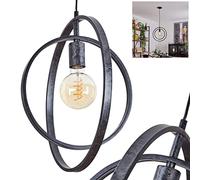 hofstein Suspension Tercel, lampe en métal noir et gris avec un abat jour modern et créativ, luminaire idéal dans un salon ou séjour vintage, 1x E27, ampoule(s) non incluse(s)