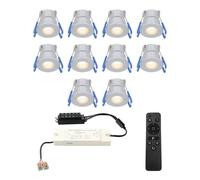 HOFTRONIC - 10x 12V Milano Mini spot LED encastrable 3W IP65 étanche 2700K blanc chaud de plafond encastrable aluminium idéal pour toit de terrasse, salle de bain, douche - Avec transformateur