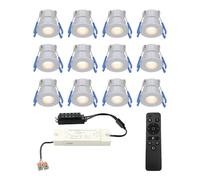 HOFTRONIC - 12x 12V Milano Mini spot LED encastrable 3W IP65 étanche 2700K blanc chaud de plafond encastrable aluminium idéal pour toit de terrasse, salle de bain, douche - Avec transformateur