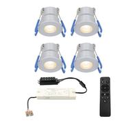HOFTRONIC - 4x 12V Milano Mini spot LED encastrable 3W IP65 étanche 2700K blanc chaud de plafond encastrable aluminium idéal pour toit de terrasse, salle de bain, douche - Avec transformateur