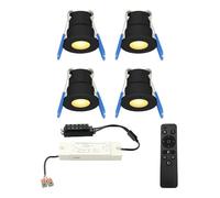 HOFTRONIC - 4x 12V Milano Mini spot LED encastrable - Noir 3W IP65 étanche 2700K blanc chaud de plafond encastrable aluminium idéal pour toit de terrasse, salle de bain, douche - Avec transformateur