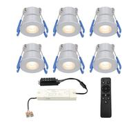HOFTRONIC - 6x 12V Milano Mini spot LED encastrable 3W IP65 étanche 2700K blanc chaud de plafond encastrable aluminium idéal pour toit de terrasse, salle de bain, douche - Avec transformateur