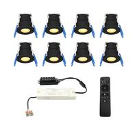 HOFTRONIC - 8x 12V Milano Mini spot LED encastrable - Noir 3W IP65 étanche 2700K blanc chaud de plafond encastrable aluminium idéal pour toit de terrasse, salle de bain, douche - Avec transformateur