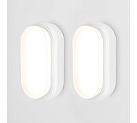 HOFTRONIC Lot de 2 - C-Series LED Lampe de cave blanc - 12W 1160lm Applique Ovale - IP54 Applique Murale - 4000K Blanc neutre - Applique Plafonnier pour salle de bain cave WC garage Atelier