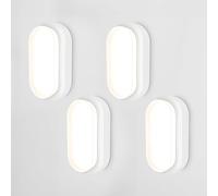 HOFTRONIC Lot de 4 - C-Series LED Lampe de cave blanc - 18W 1830lm Applique Ovale - IP54 Applique Murale - 4000K Blanc neutre - Applique Plafonnier pour salle de bain cave WC garage Atelier