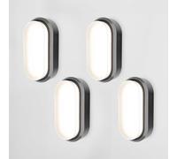 HOFTRONIC Lot de 4 - C-Series LED Lampe de cave noir - 18W 1830lm Applique Ovale - IP54 Applique Murale - 4000K Blanc neutre - Applique Plafonnier pour salle de bain cave WC garage Atelier