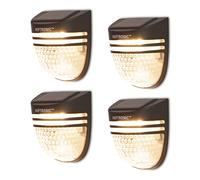 HOFTRONIC - Lot de 4 lampes solaires extérieures murales avec interrupteur crépusculaire Tropo 3000K blanc chaud Lampes solaires extérieures mur 120x90x52,5mm (LxlxH) IP65 lanterne étanche noire