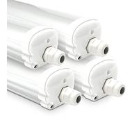 HOFTRONIC - Lot de 4 Réglette LED étanche 150 cm IP65 - Avec connecteur à vis - 48W 5760 Lumen - 6500K Blanc froid - Connectable - Lampe pour cave, Garage et Bureau