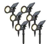 HOFTRONIC - Projecteur solaire de jardin Bend IP65 étanche 3000K Lampe LED Lampes solaires pour extérieur 6 pièces piquet de Blanc chaud Projecteur