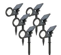 HOFTRONIC - Projecteur solaire de jardin Bend IP65 étanche 6000K LED Lampes solaires pour extérieur Lampe 6 pièces piquet de Blanc chaud Projecteur