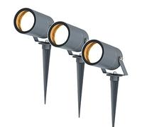 HOFTRONIC - Set of 3 Spikey LED spotlights with ground spike 4 watts 345lm 2700K anthracite IP64 waterproof outdoor lamp for lighting gardens, patios, plants, paths, ponds Outdoor spotlight