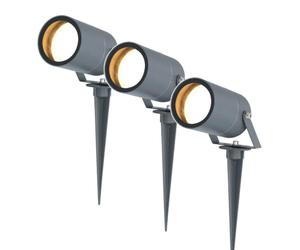 HOFTRONIC - Set of 3 Spikey LED spotlights with ground spike 4 watts 345lm 2700K anthracite IP64 waterproof outdoor lamp for lighting gardens, patios, plants, paths, ponds Outdoor spotlight