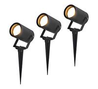 HOFTRONIC - Set of 3 Spikey LED spotlights with ground spike 4 watts 345lm 2700K Black IP64 Waterproof outdoor lamp for lighting gardens, patios, plants, paths, ponds Outdoor spotlight