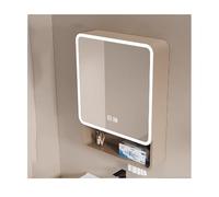 HOFUNTRE Armoire De Salle De Bain avec Miroir，Armoire De Salle De Bain Double Porte Miroir，Coins Arrondis, Désembuage Efficace, Grande Capacité De Stockage(Cream,50cm/19.6in)