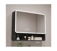 HOFUNTRE Armoire De Toilette Miroir Étagère Réglable,Meuble Mural Rangement,Conception Antibuée, Matériau en Alliage D'aluminium, Grande Capacité Stockage(Black,78 * 70cm/30.7 * 27.5in)